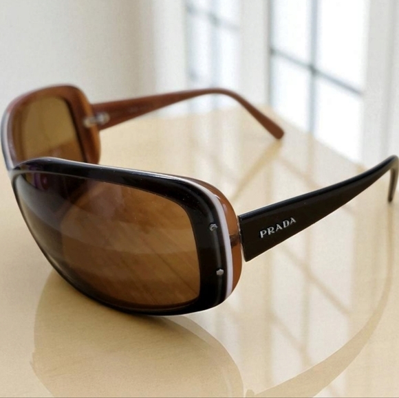 PRADA Model SPR04F 70-13 Sunglasses Brown Frames Made in Italy - Picture 1 of 16